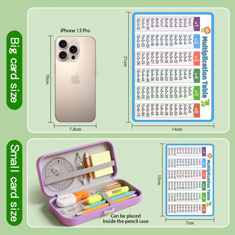 2 Cards Addition/Subtraction/Multiplication/Division Tables Early Learning Math Practice Arithmetic Question Cards