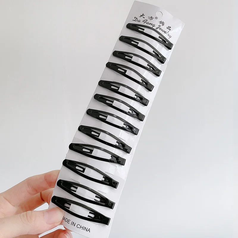 12Pcs/Set Black Barrettes BB Hair Clips Professional Hairpins Hair Accessories For Women Girls Styling Tool Headdress 5-8cm