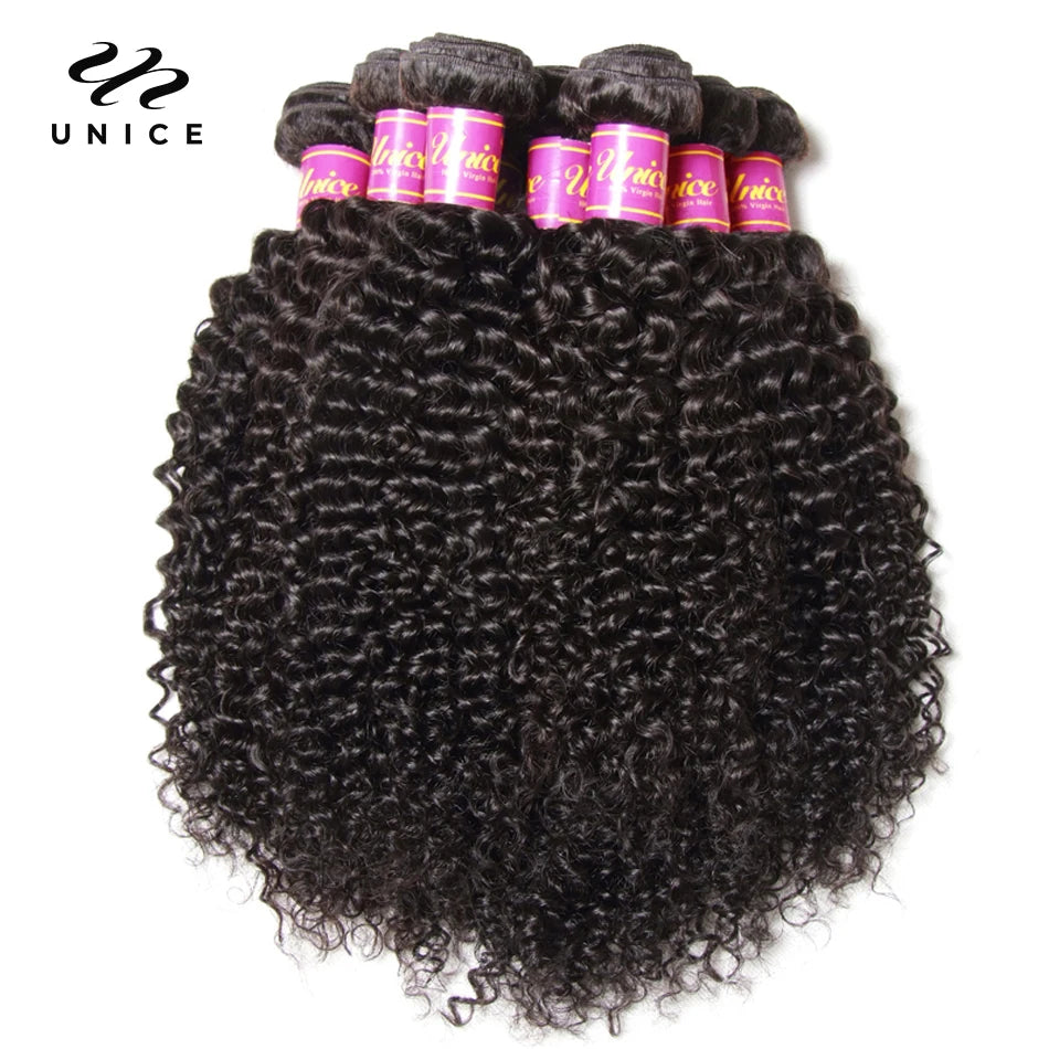 Unice Hair Peruvian Curly Hair Bundles 1 Piece Human Hair Extensions 8"-26" 100% Remy Human Hair Weave Bundles Natural Color