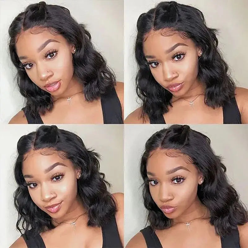 ISEE Hair Body Wave Lace Front Wig Pre Bleached Knots Glueless Wigs Wear And Go Short Bob Human Hair Wigs Closure Wigs