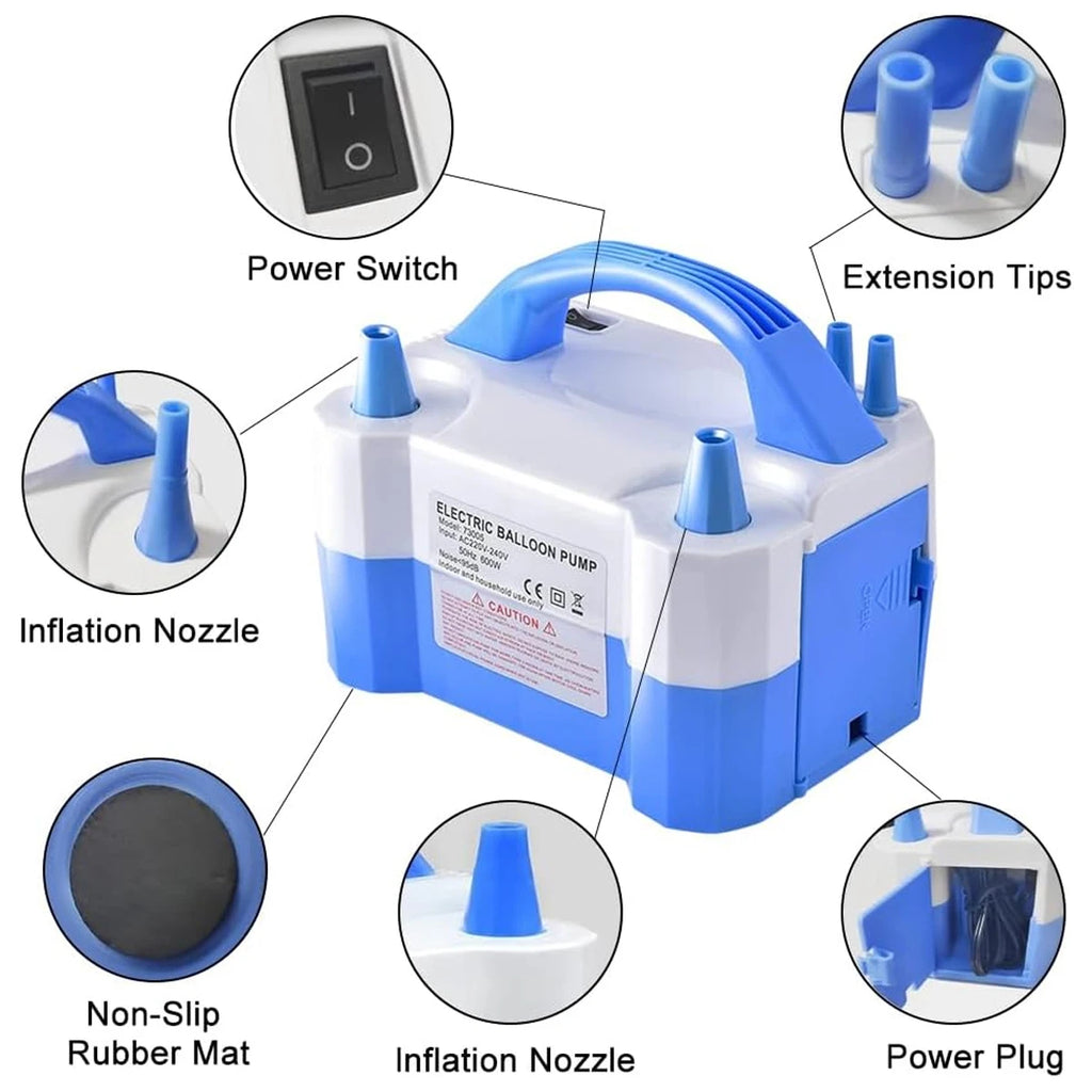 600W Electric Balloon Pump Action Plastic Iator For Party Ballon Tool UK Plug