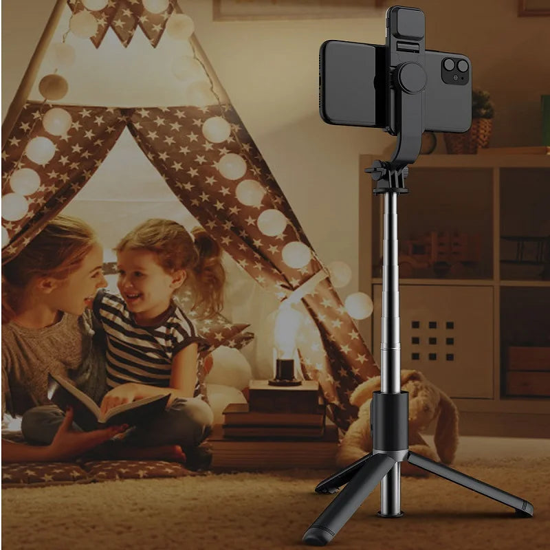 New LED Selfie Stick Foldable Wireless Bluetooth Selfie Stick Tripod with Remote shutter Fill Light Selfie Stck For Smart phone