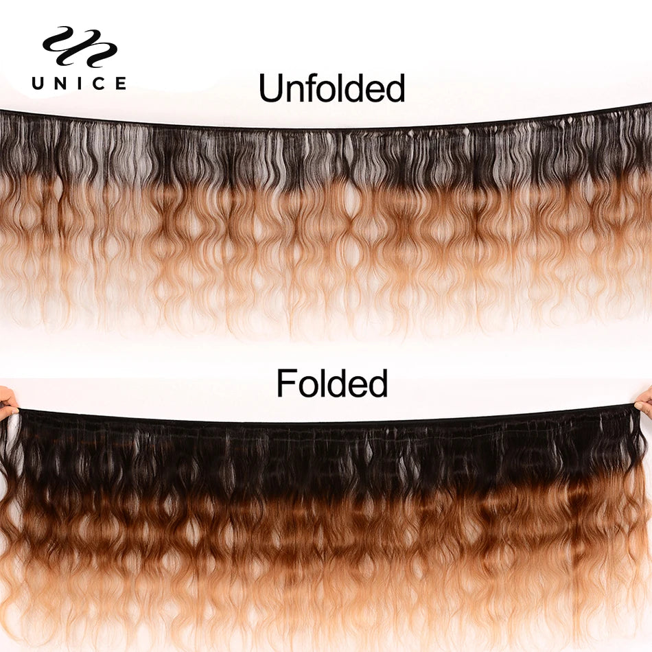 UNICE HAIR Ombre Hair Bundles Brazilian Body Wave 3 Bundles 100% Human Hair Weaves Remy Hair Extension 16-26inch Free Shipping