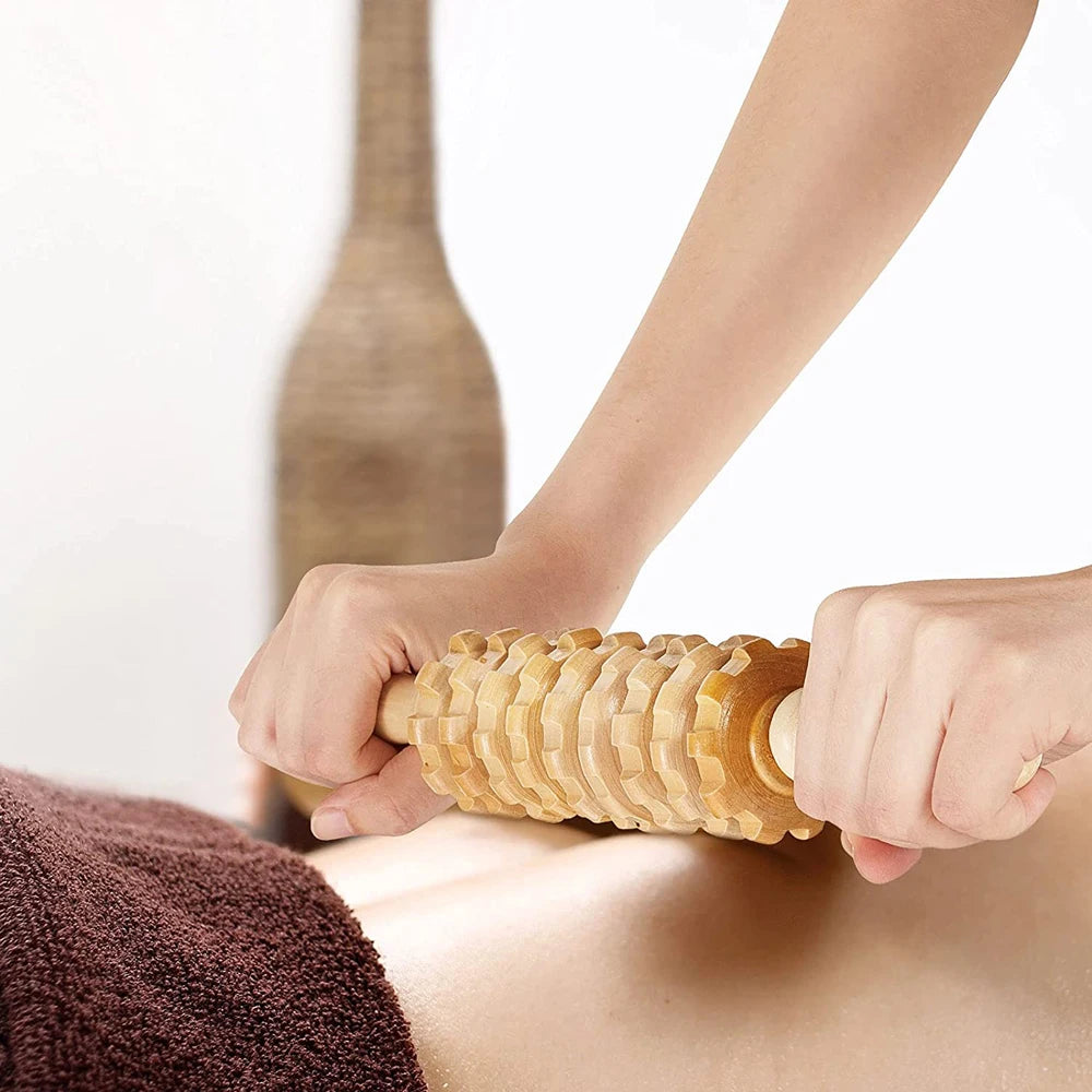 Wooden Back Massage Roller Rope Wood Therapy Massage Tools ,Wooden 9-wheel Massager,Lymphatic Drainage for Leg Back Pain Relief