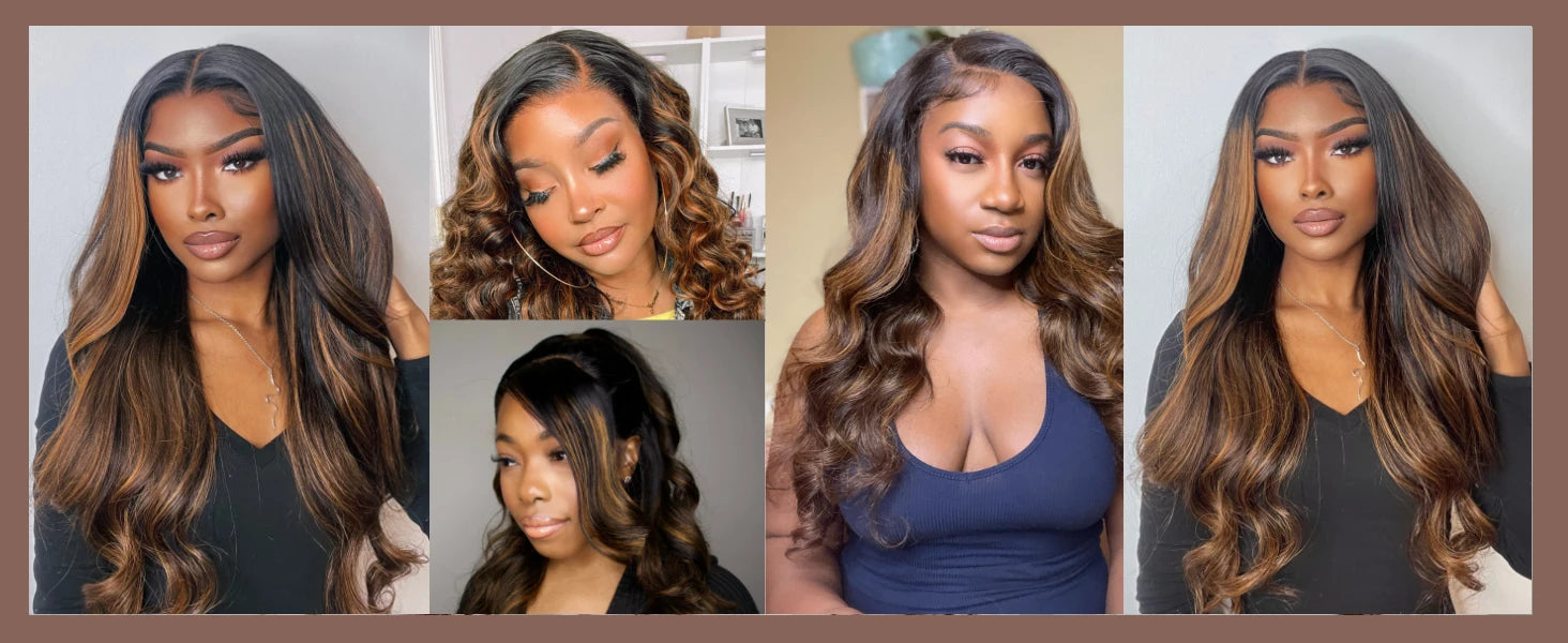 Unice Hair Balayage 3D Body Wave Wig Pre Cut Pre Bleached 7x5 13x4 Lace Frontal Human Hair Wig Pre Plucked Wear Go Glueless Wig