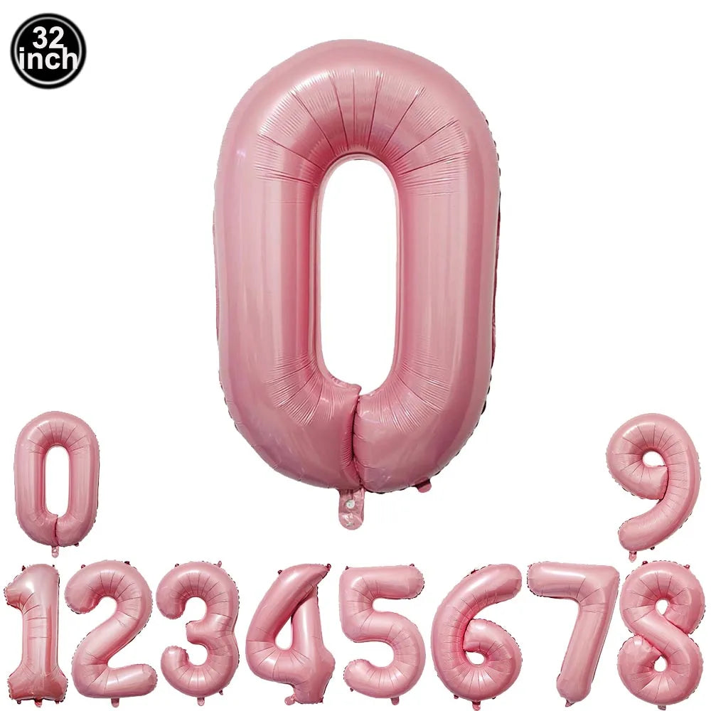 32inch Hot Pink Rose Foil Number Balloons Girls Birthday Pink Large Number Balloon Birthday Wedding Baby Shower Party Decor