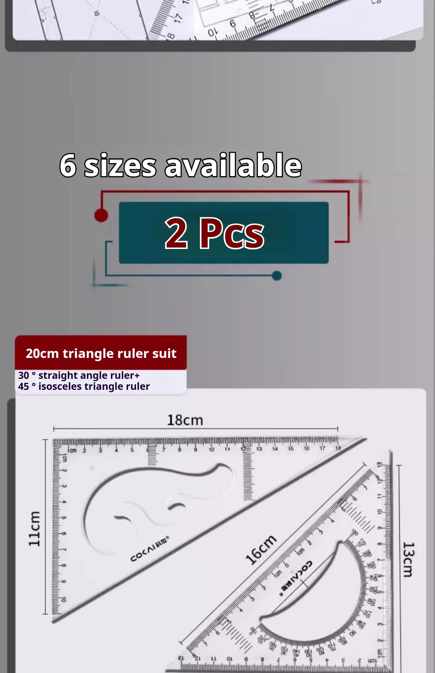 Multifunctional Triangular Ruler 18/22/27/32/37/42CM Hand-drawn Triangle Board Protractor Woodworking Interior Drawing Design