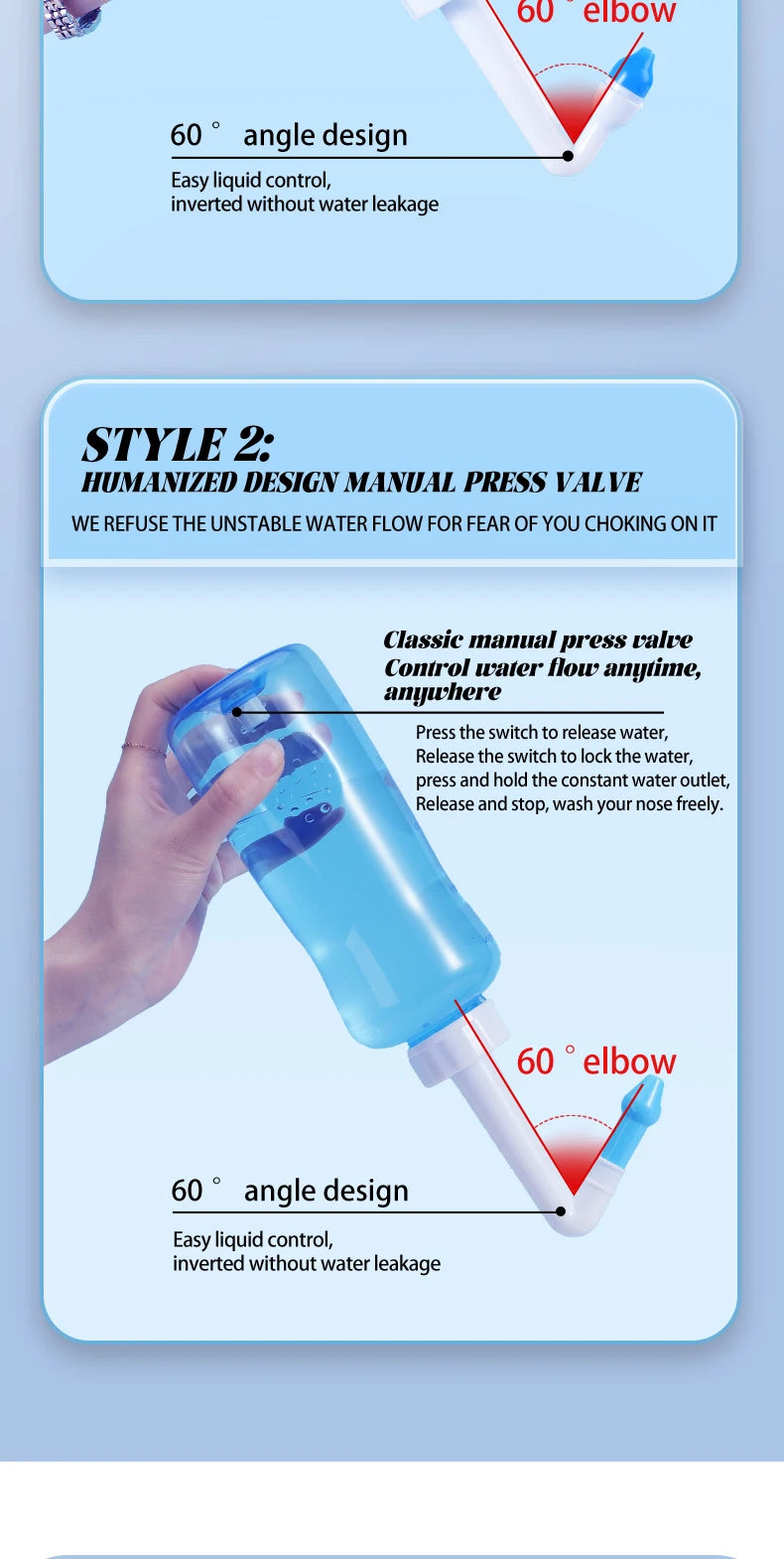 Nose Wash Cleaner Nasal Irrigator Rinse Bottle Nose Protector Avoid Allergic Rhinitis Adults Children Neti Pot 300ML 500ML