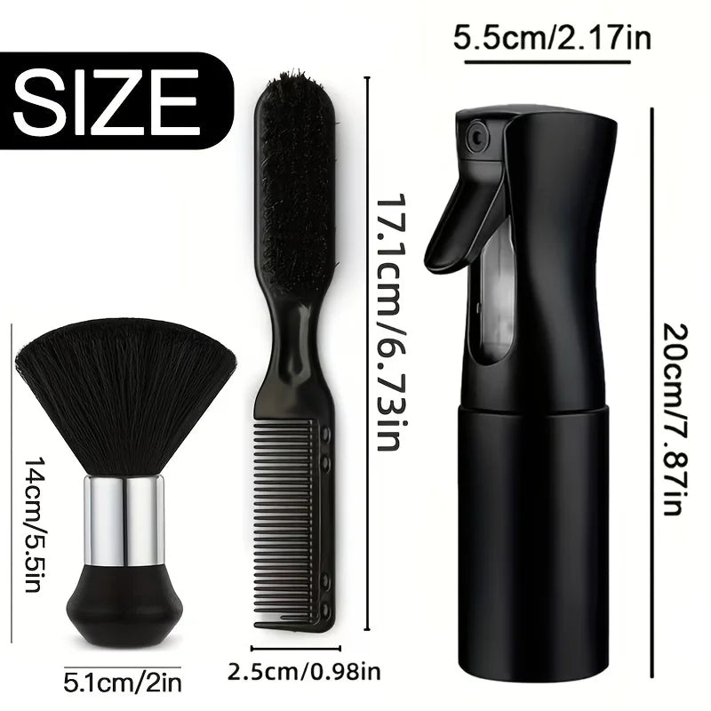 3piece Salon Professional Haircut Kit with Spray Bottle Cleaning Brush for Barbers & Home Use Salon Styling Accessories