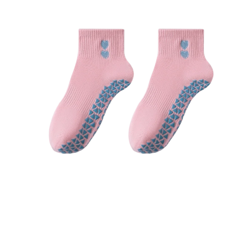 Pilates Socks with Grips for Women Cute Yoga Grip Socks Non Slip Cotton Ankle Sock for Yoga Barre Ballet