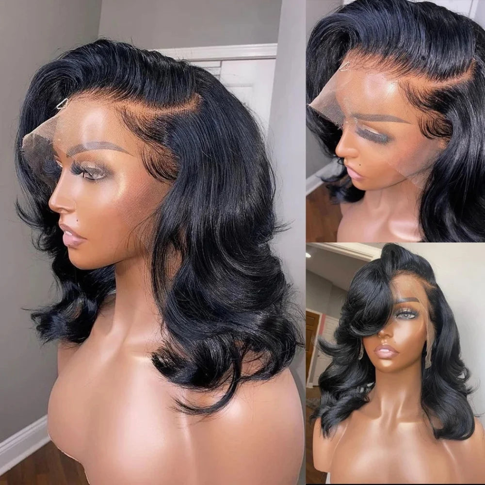 Premium Brazilian Body Wave Wig - 4x4 Lace Closure Human Hair Bob Wig for Women