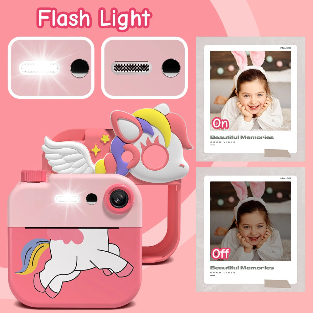 Kids Camera Instant Camera, 2.4" 12MP 1080P HD IPS Screen Printing Camera for Kids, Instant Camera with 32G Memory Card