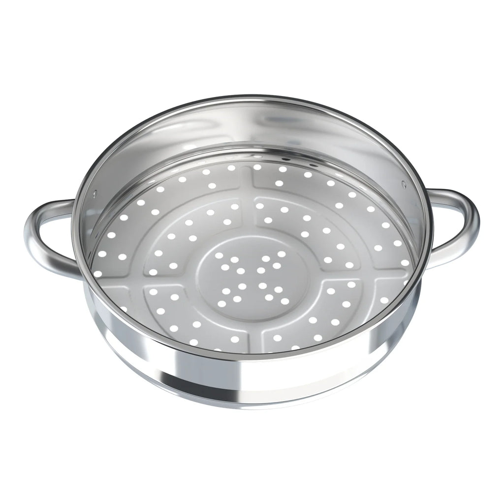 5 Tier  26/28/30/32cm Steame Cooker Steamer Pan Cook Food Veg Pot Stainless Steel Silver w/Glass Lid
