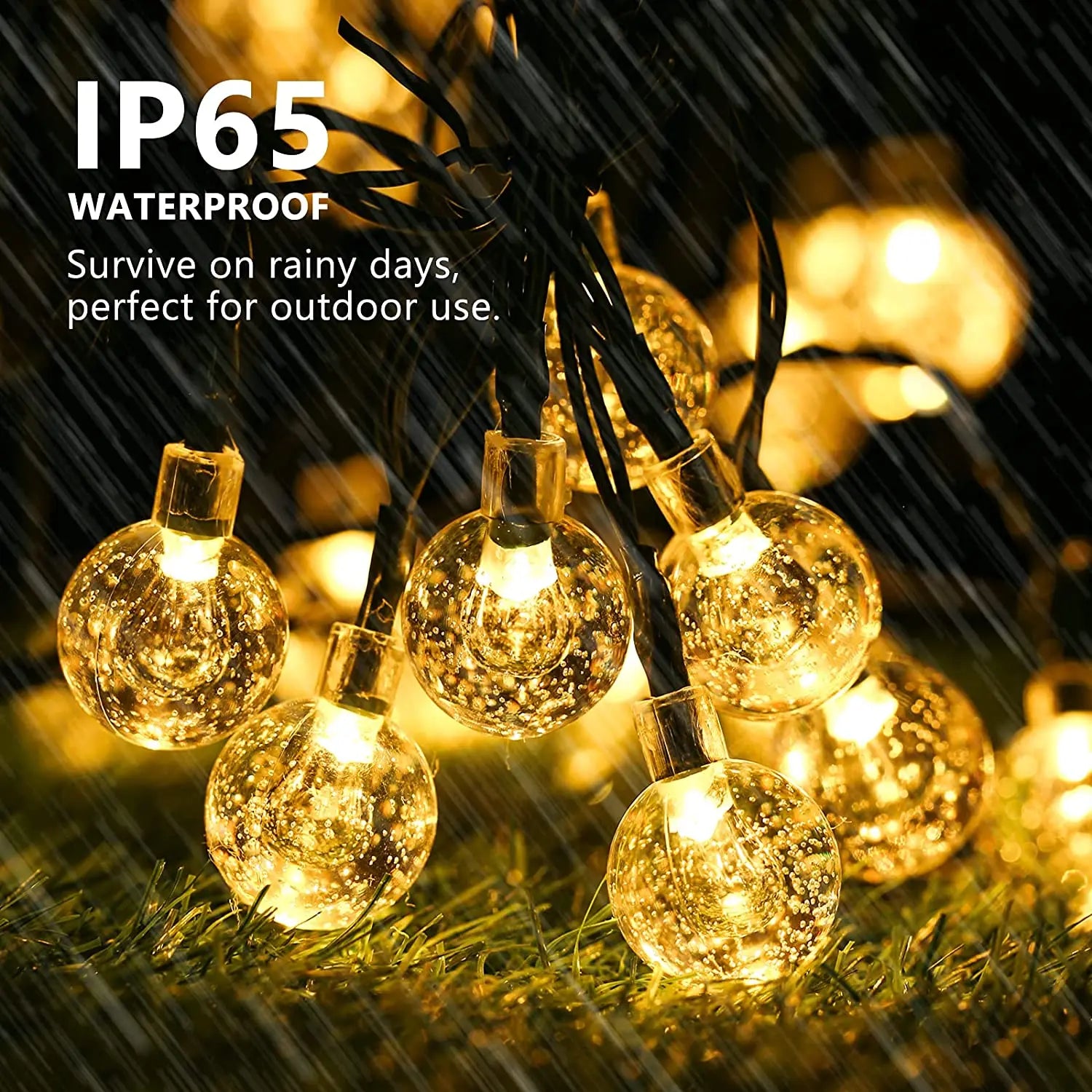 Solar Outdoor Crystal Ball Light String,100/200LEDs 8 Modes Waterproof Solar Fairy Lamp for Garden Courtyard Party Decoration
