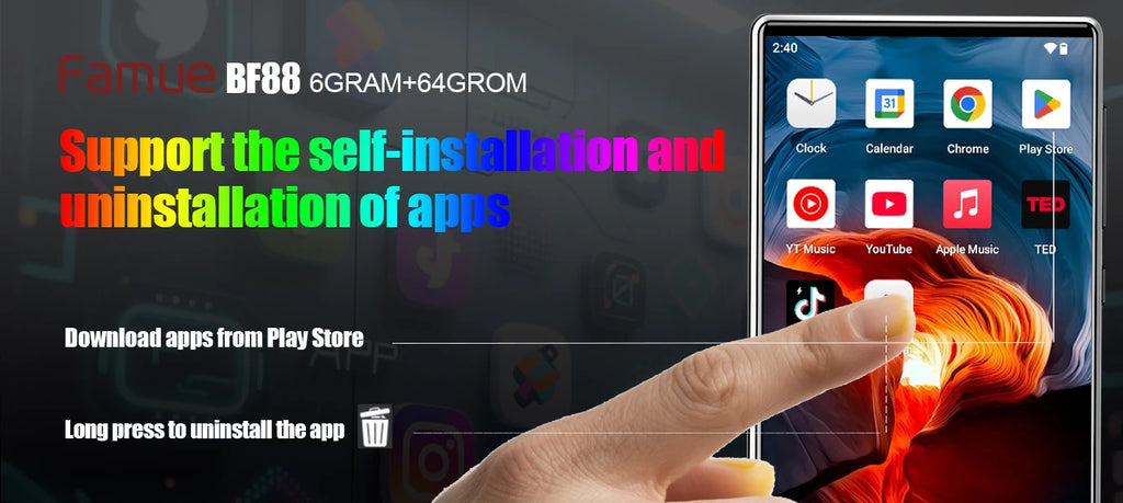 Famue MP3 Player Android 13 with Bluetooth and WiFi，MP3 MP4 Player with Spotify，Audible，Pandora，Standalone / Networked Version