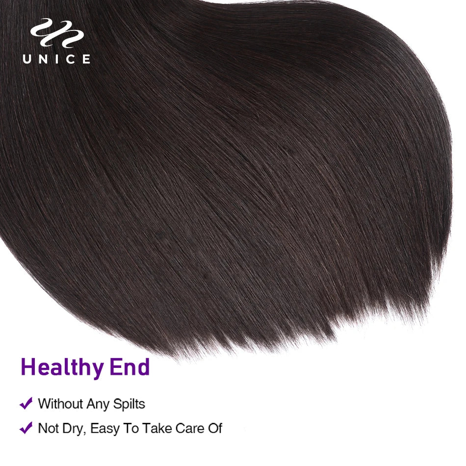 UNice Hair Kysiss Series Malaysian Straight Hair Weave Bundles Human Hair 3  Bundles 8-30 inches Natural Color Virgin Hair