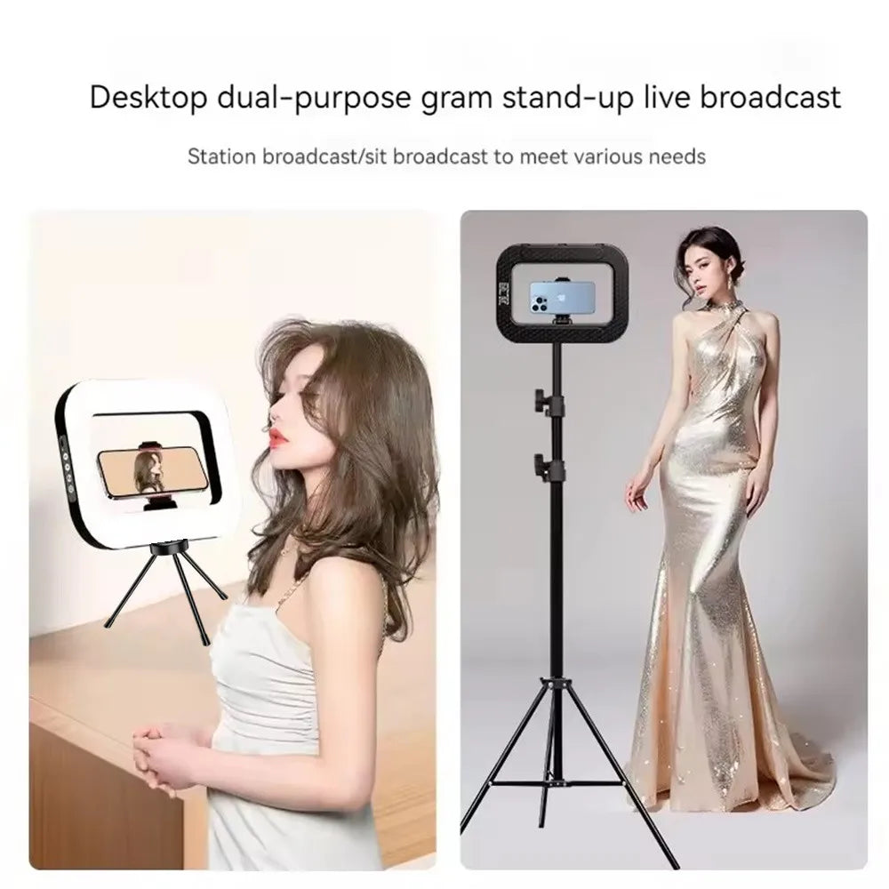New Handheld Ring LED Rechargeable Fill light Portable Mobile Phone Live Broadcast selfie Photography Desktop Rabbit Cage