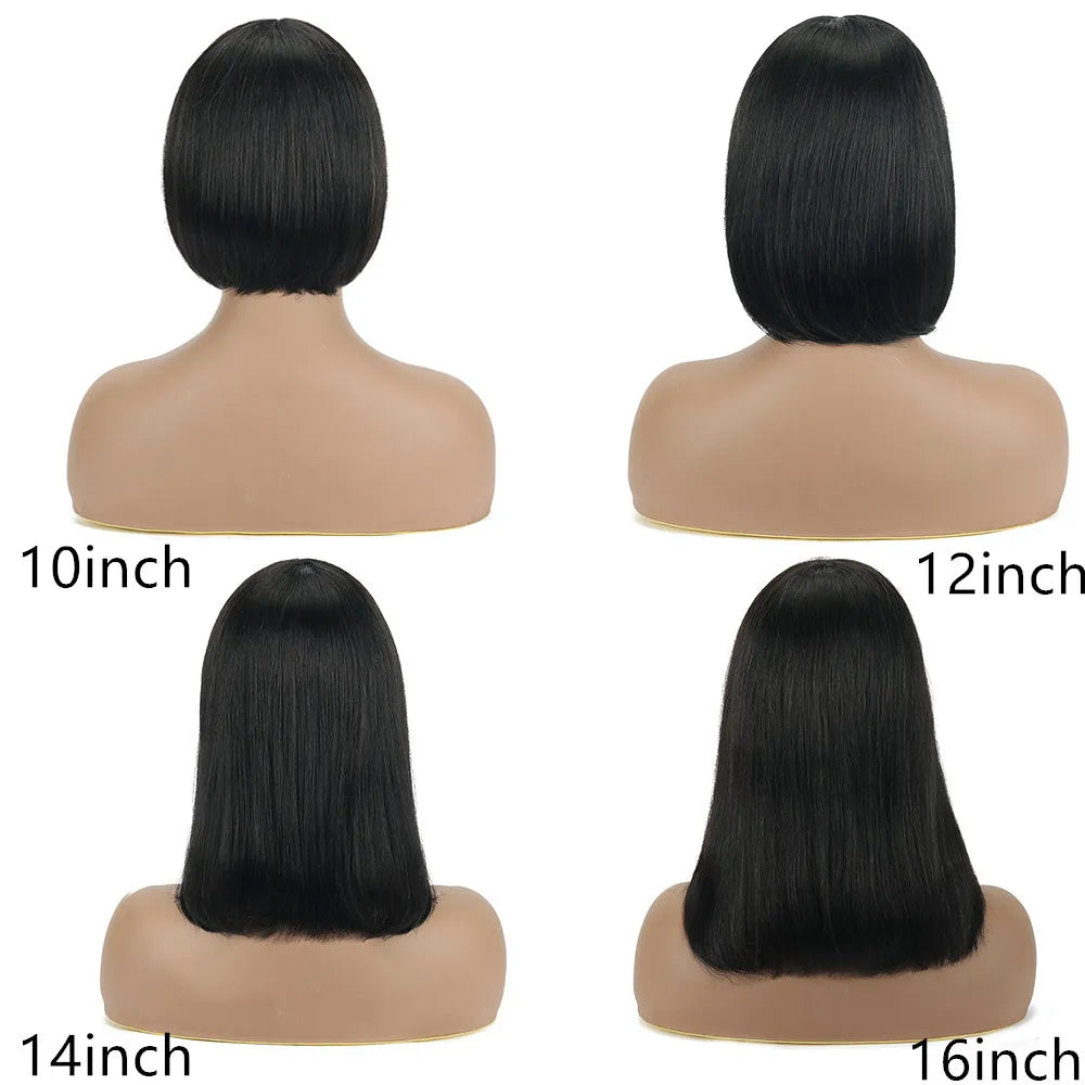 13x4 Lace Front Bob Wig Human Hair 180% Density - Pre Plucked Transparent Lace with Baby Hair