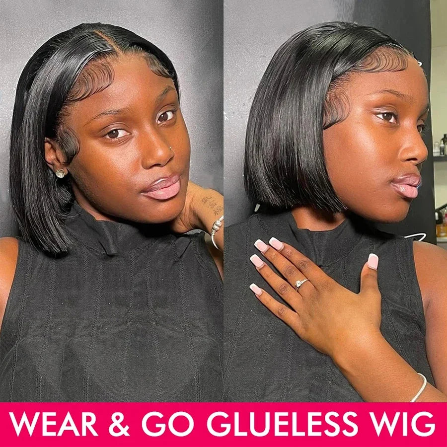 Wear and Go Glueless Wigs Human Hair PrePlucked Pre Cut 7x5 Straight Lace Closure Wigs Ready to Wear Wigs For Women 180 Density