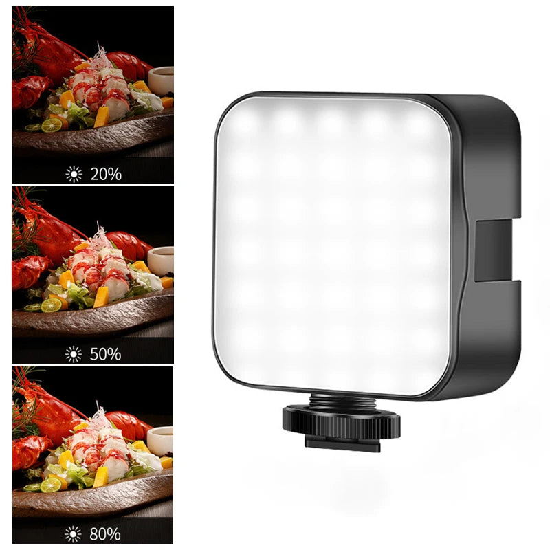 New Rechargeable 6500K LED Video Light Mini Camera Light Fill Lamp Portable Photography Lighting for Vlog Live Streaming DSLR