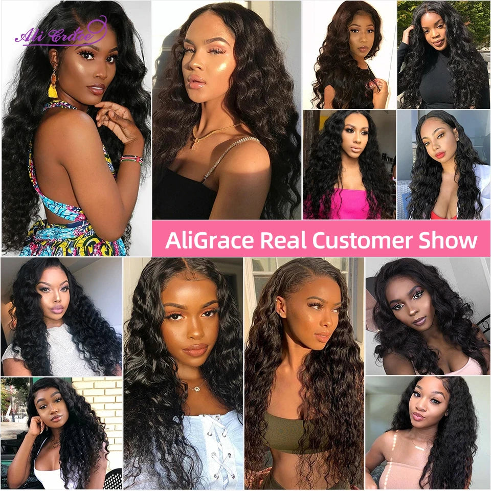 ALI GRACE Hair Peruvian Loose Wave Hair 1/3/4 PCS 100% Remy Hair Machine Double Weft Free Shipping Human Hair Bundles 10-28 inch