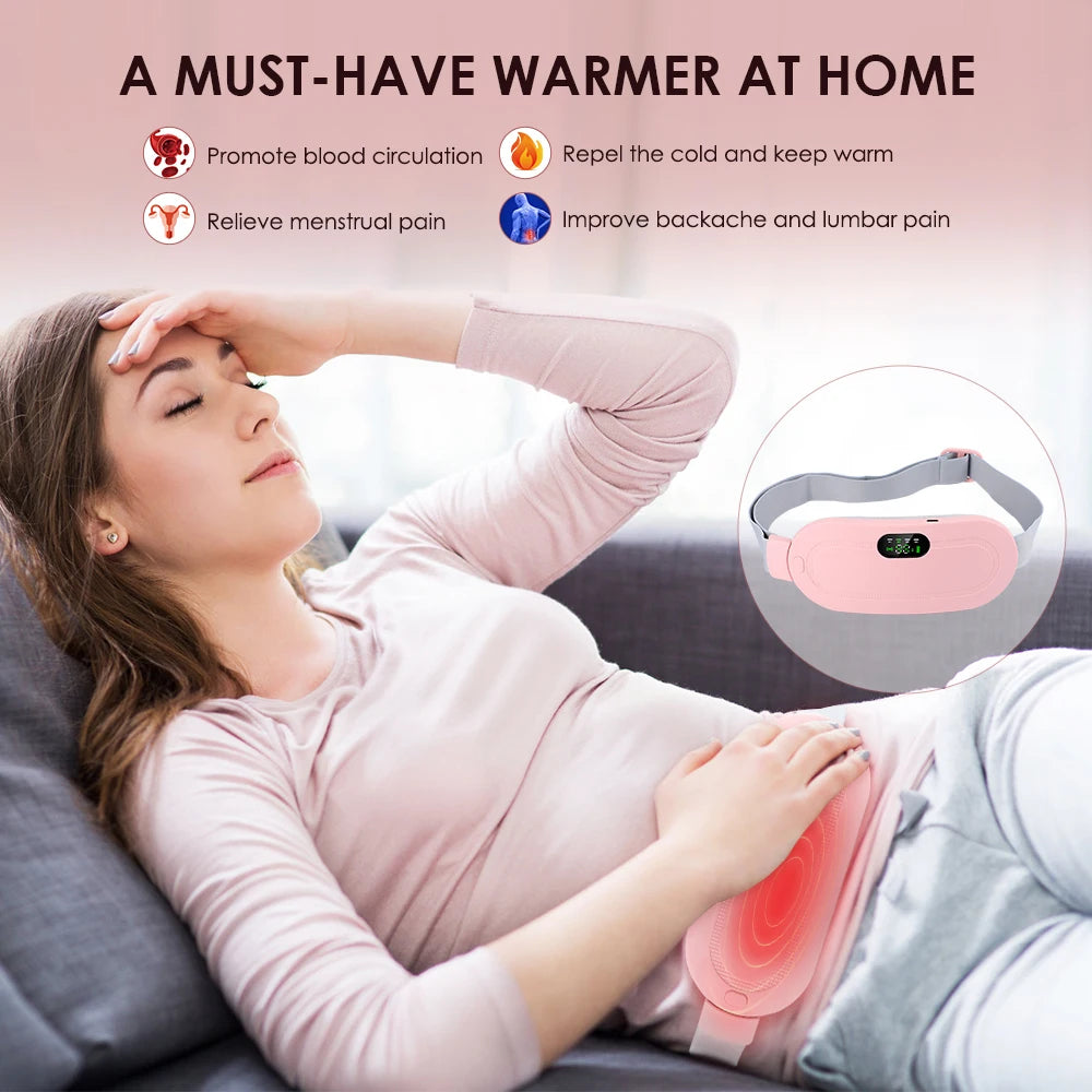 Electric Heating Pad Menstrual Cramp Massager Belt Women Period Care Hot Compress Device Vibration Abdominal Ulter Warmer Belt