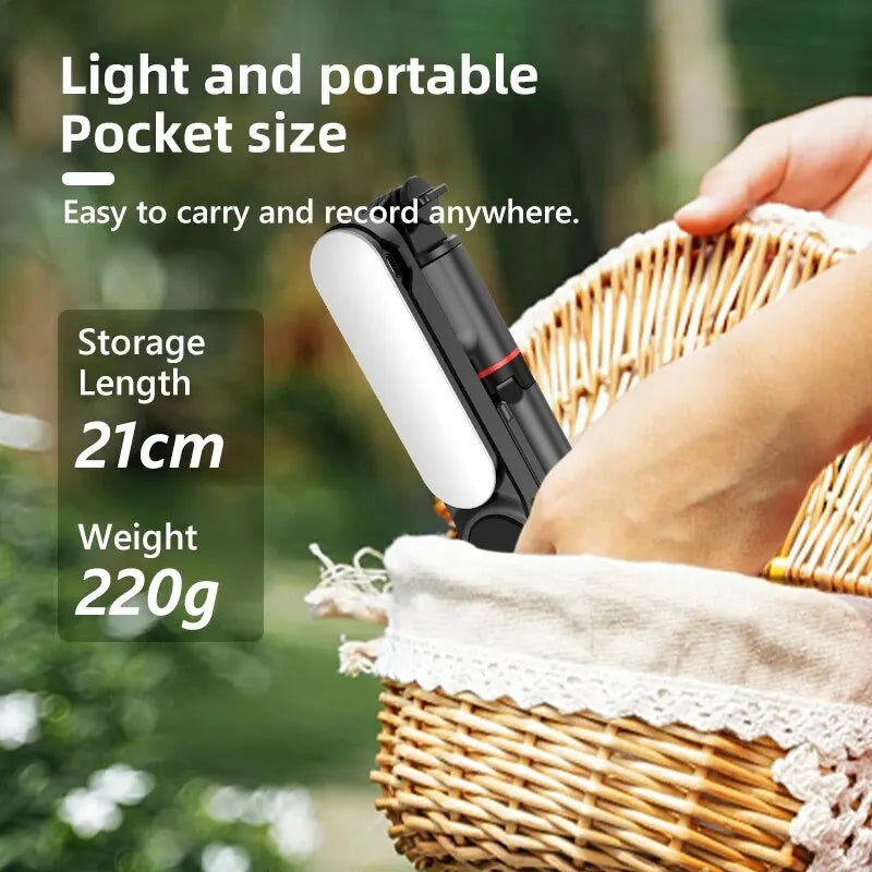 Wireless Bluetooth Selfie Stick Foldable Portable Tripods with Fill Light Shutter Remote Control For Smartphone Video Recording