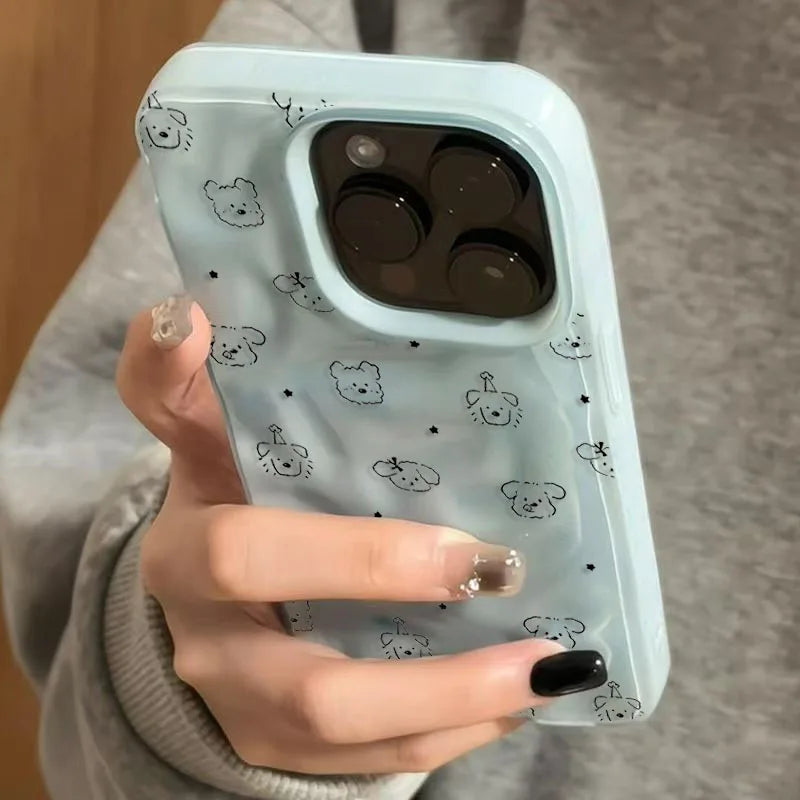 Cute Minimalist Full Puppies Soft Phone Case for iPhone 17 16 Pro Max 15 16 Pro 13 14 12 11 Pro Max Plus 16E 17Air Stylish Cover