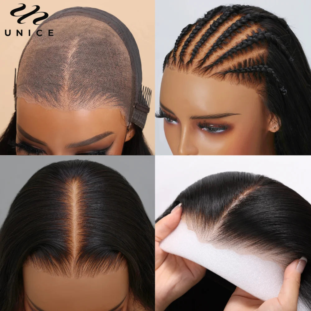 UNice 7x5 Glueless Wig Pre Bleached Pre Cut Pre Plucked Body Wave Human Hair Lace Wig Ready To Wear Go Lace Closure Wig