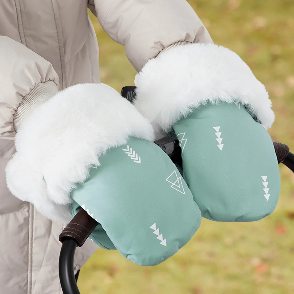 Stroller Gloves 1 Pair Winter Windproof Warm Cute Bear Brown Style Universal Prams Gloves Waterproof Baby Stroller Accessories