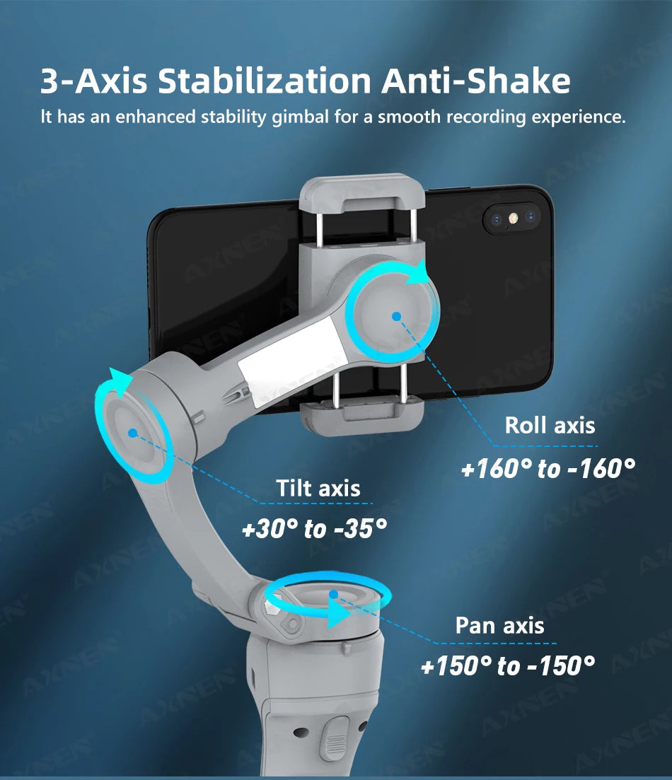 3 Axis Handheld Gimbal Stabilizer for Smartphone with Fill Light for iPhone Android Face Tracking Tiktok Vlog Smart Gimbals HQ6