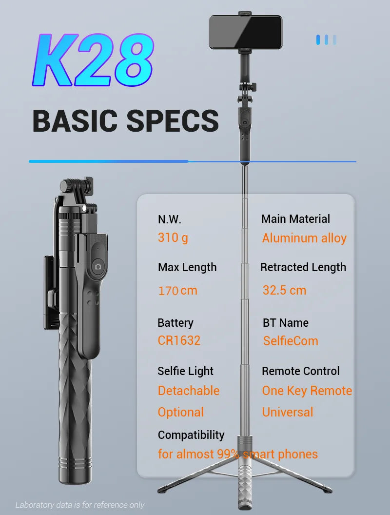 FGCLSY 2023 New K28 Wireless Bluetooth Selfie Stick Tripod With Remote Shutter For Live Broadcasting Smartphone holder Monopod