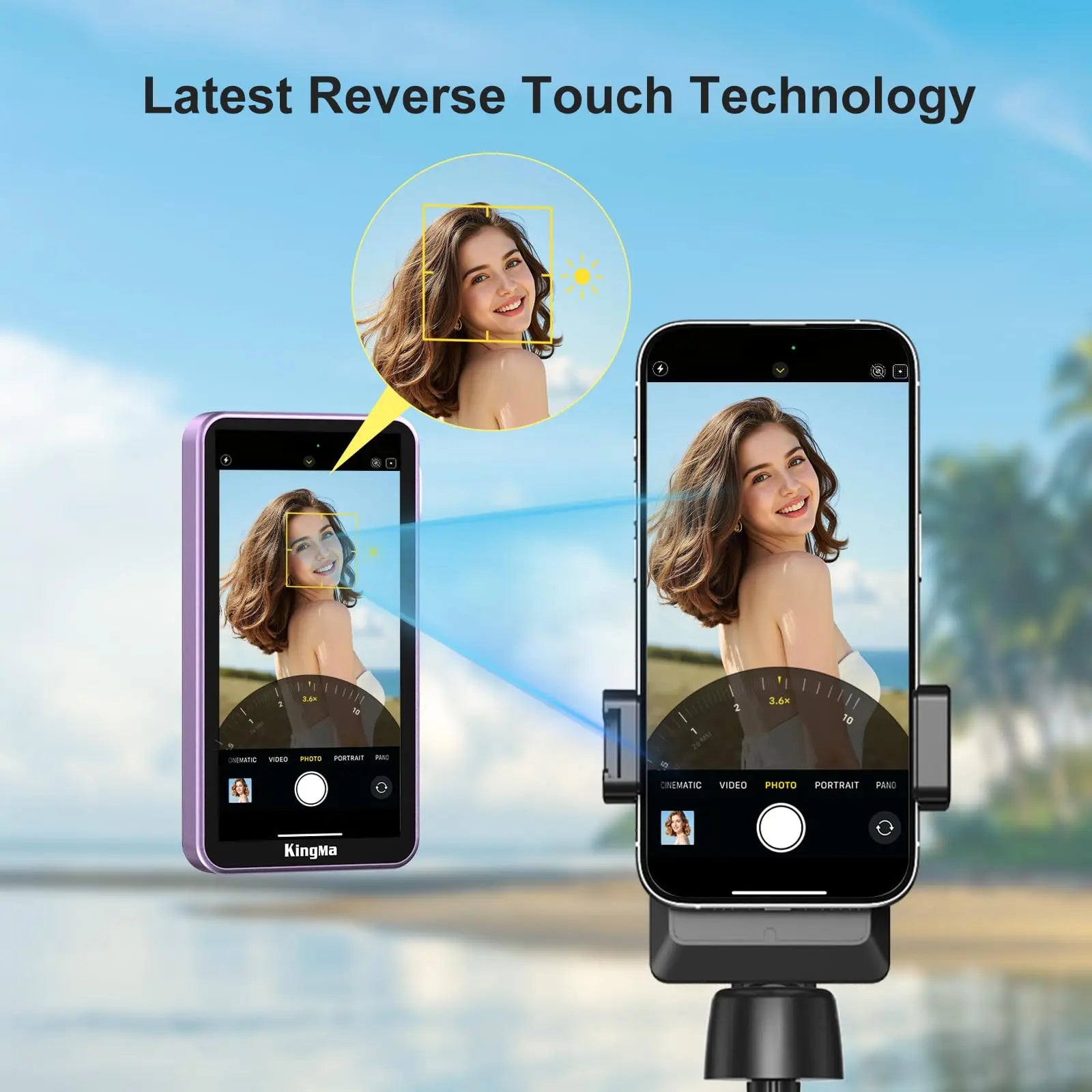 KingMa Magnetic Phone Vlog Selfie Touchscreen Monitor, with Zoom, Wireless Recording, Phone Rear Camera for iPhone Selfie TikTok