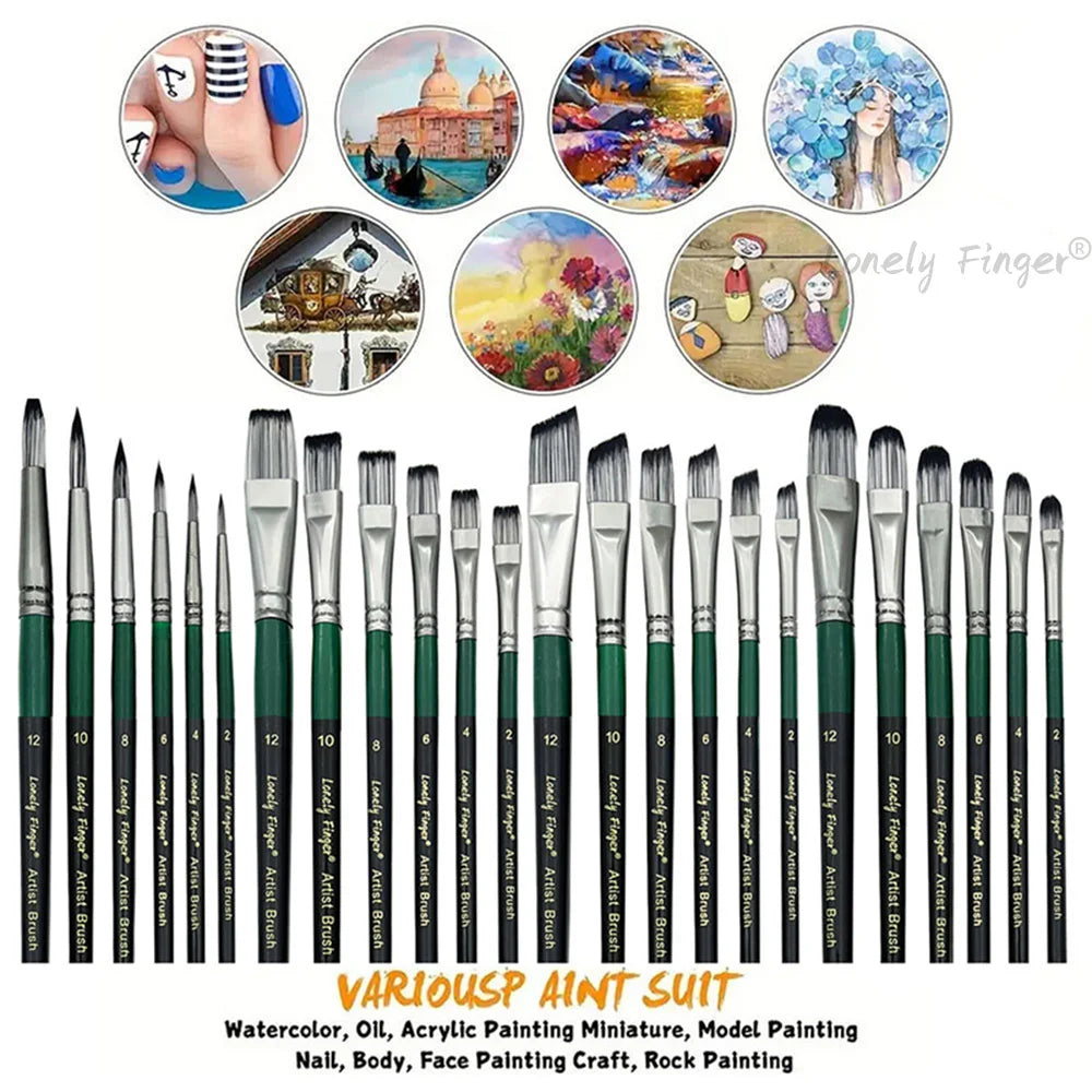 6/24pcs Artist Paint Brushes Set Artist Paintbrushes For Acrylic Oil Watercolor Acrylic Painting For Body Face Rock Canvas