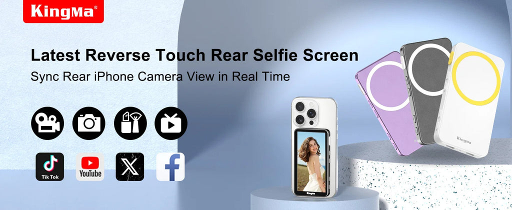 KingMa Magnetic Phone Vlog Selfie Touchscreen Monitor, with Zoom, Wireless Recording, Phone Rear Camera for iPhone Selfie TikTok