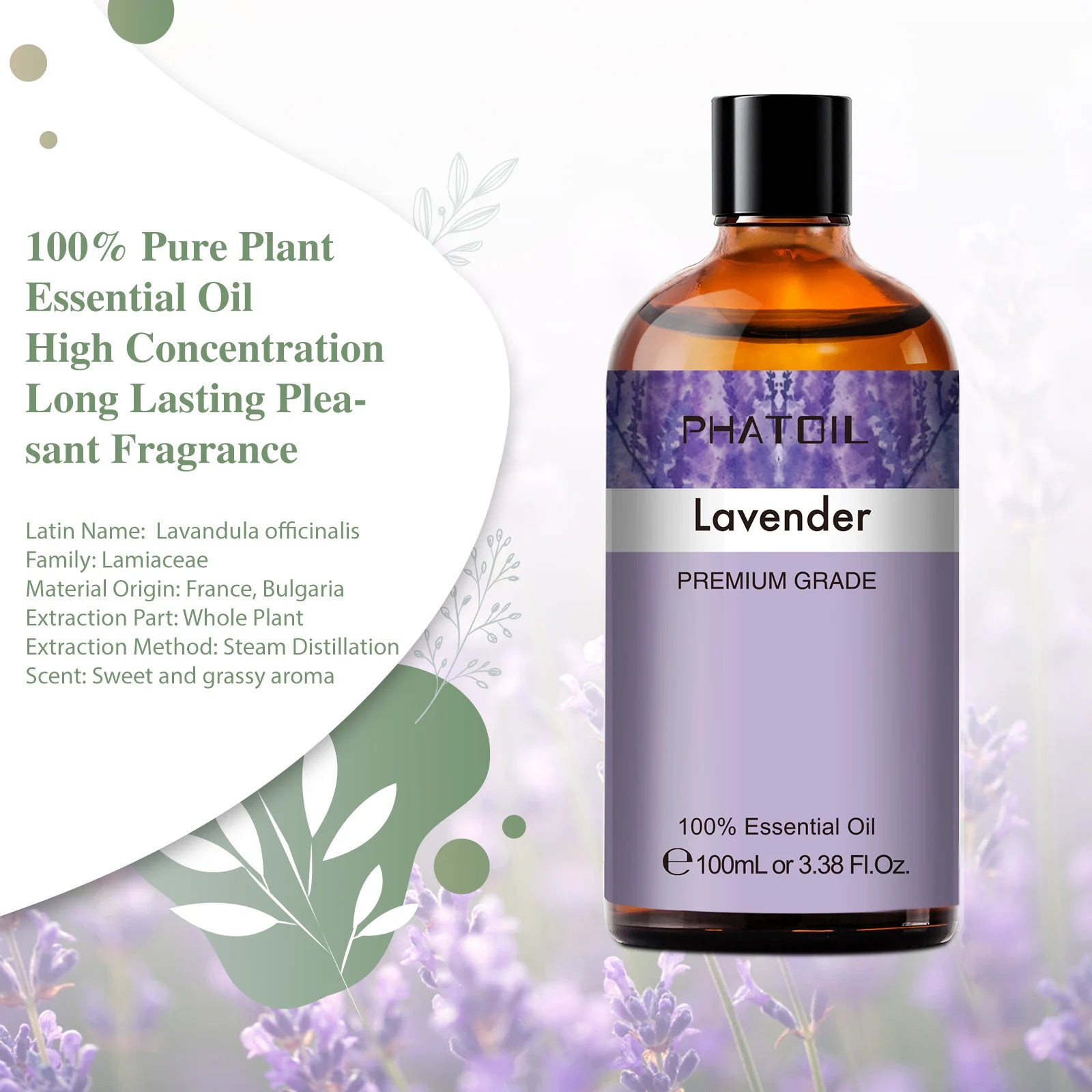 PHATOIL 100ML Spearmint Pure Natural Rose Essential Oils for Humidifier Diffuser Spa Massage Clove Bud Oregano Helichrysum