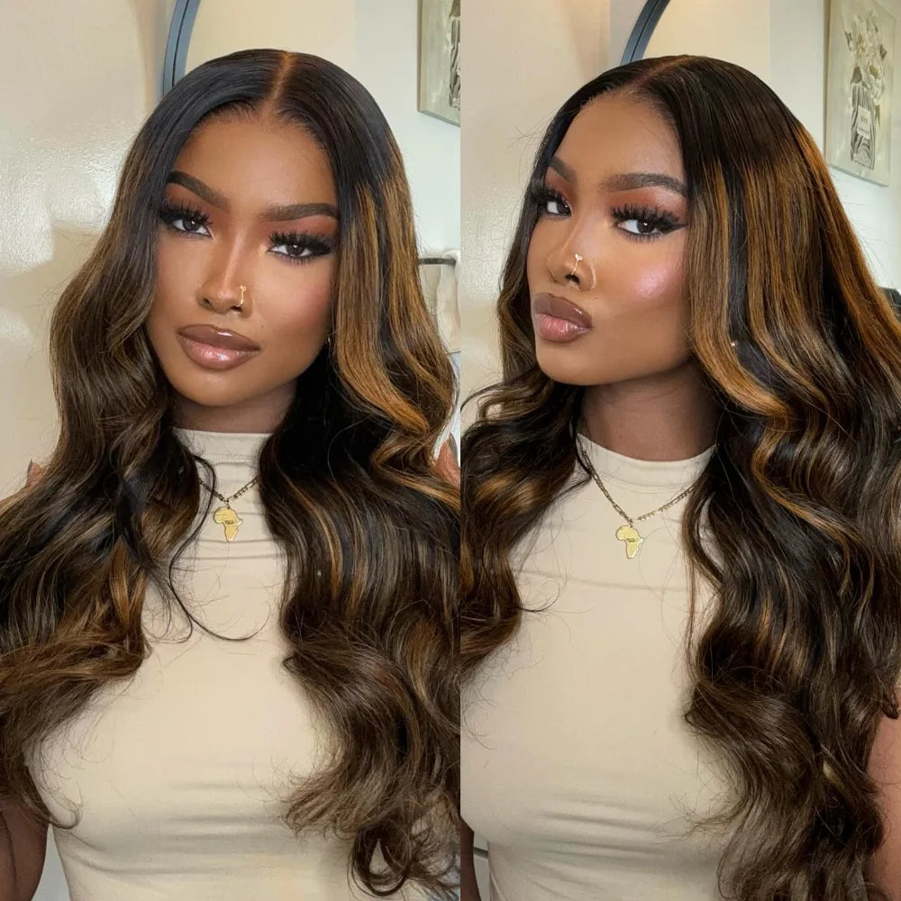 UNice Hair 7x5 Bye Bye Knots Balayage Highlight Body Wave Wig Pre Cut Pre Bleached Glueless Wig Human Hair 150% Density