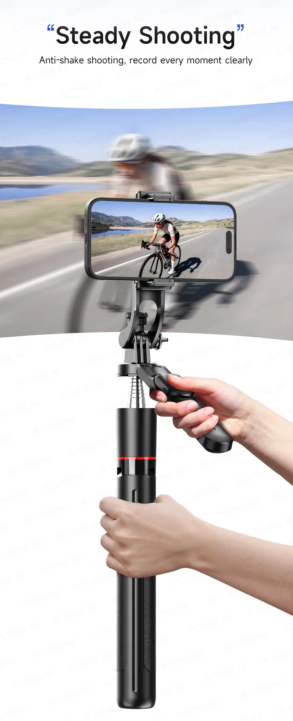 AXNEN New 1.7M Wireless Selfie Stick Tripod Foldable Stand For Gopro Action Camera Smartphones Balance Steady Shooting Live Vlog