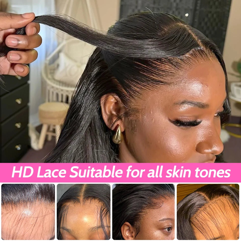 ISEE Hair Glueless Wigs Human Hair Ready To Wear Straight Glueless Preplucked Wear And Go Wigs 7x5HD Lace Front Wigs PreCut Lace