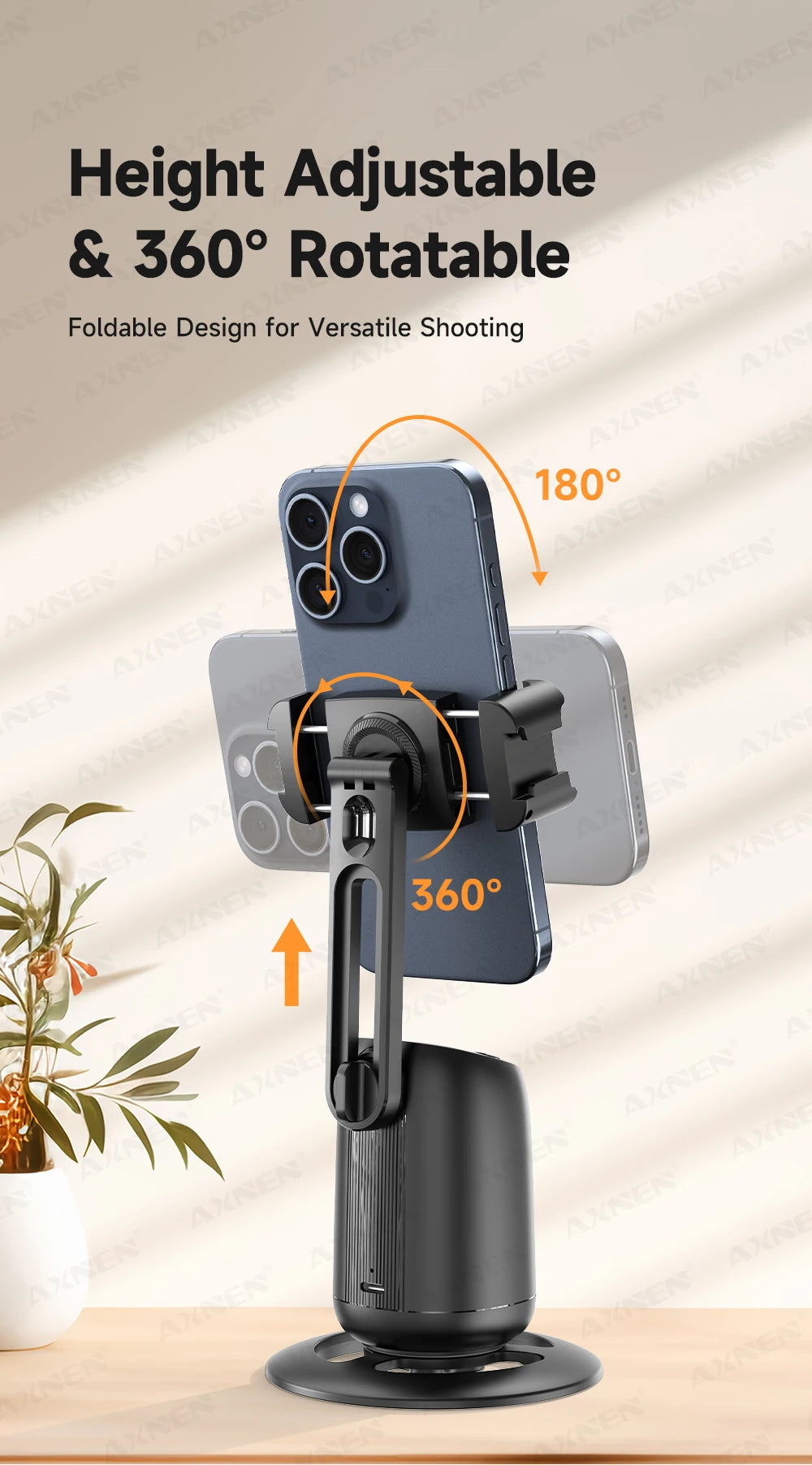 P05 AI Follow Gimbal 360 Rotation Face Tracking Stabilizer Filming Portable Desktop Cellphone Holder for Live/Photo