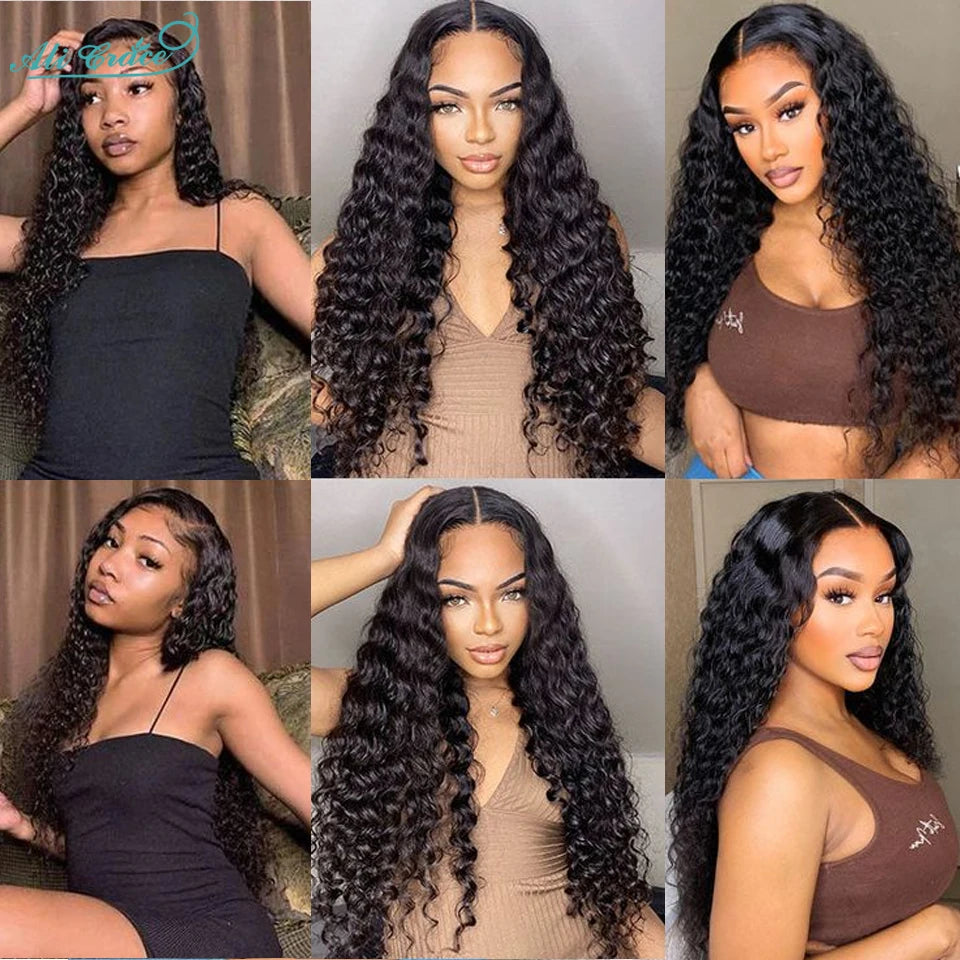 ALI GRACE Brazilian Water Wave Hair Bundles 100% Human Hair Weaving Remy Hair Extensions Water Wave3/4 Hair Bundle Fast Shipping