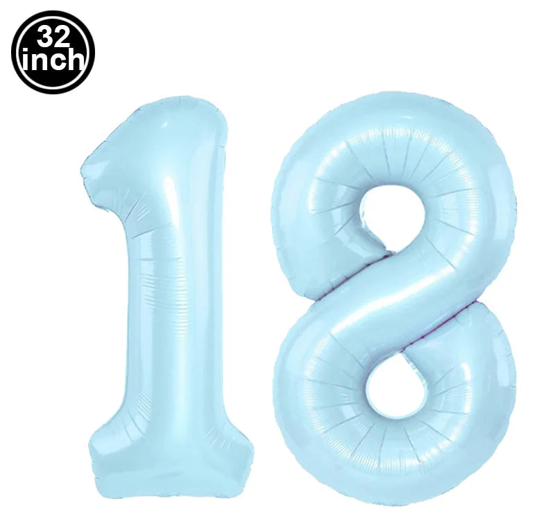 Number 18 Balloon 18 Digit Balloon Eighteen Figure Blue Green 18th Birthday Big Large Red Rose Golden Black Colorful 32inch Ball