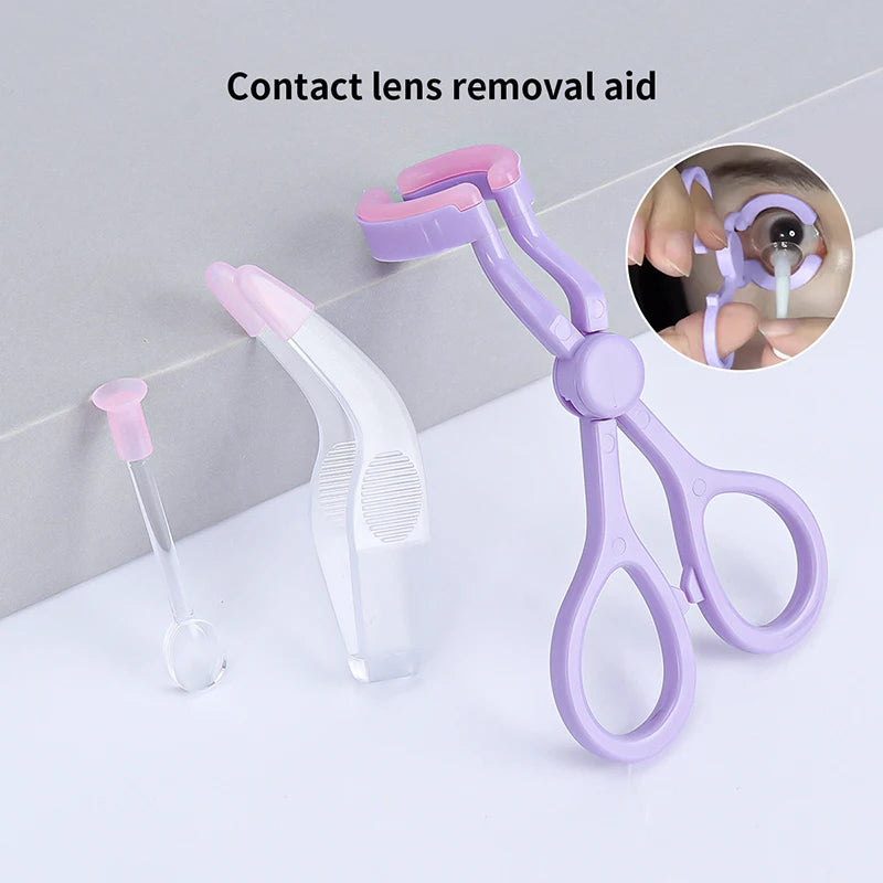 Contact Lens Applicator Set Auxiliary Eyelid Dilator Open Eye Tool Contact Lens Wearing Removing Tweezers Suction Stick Accessor