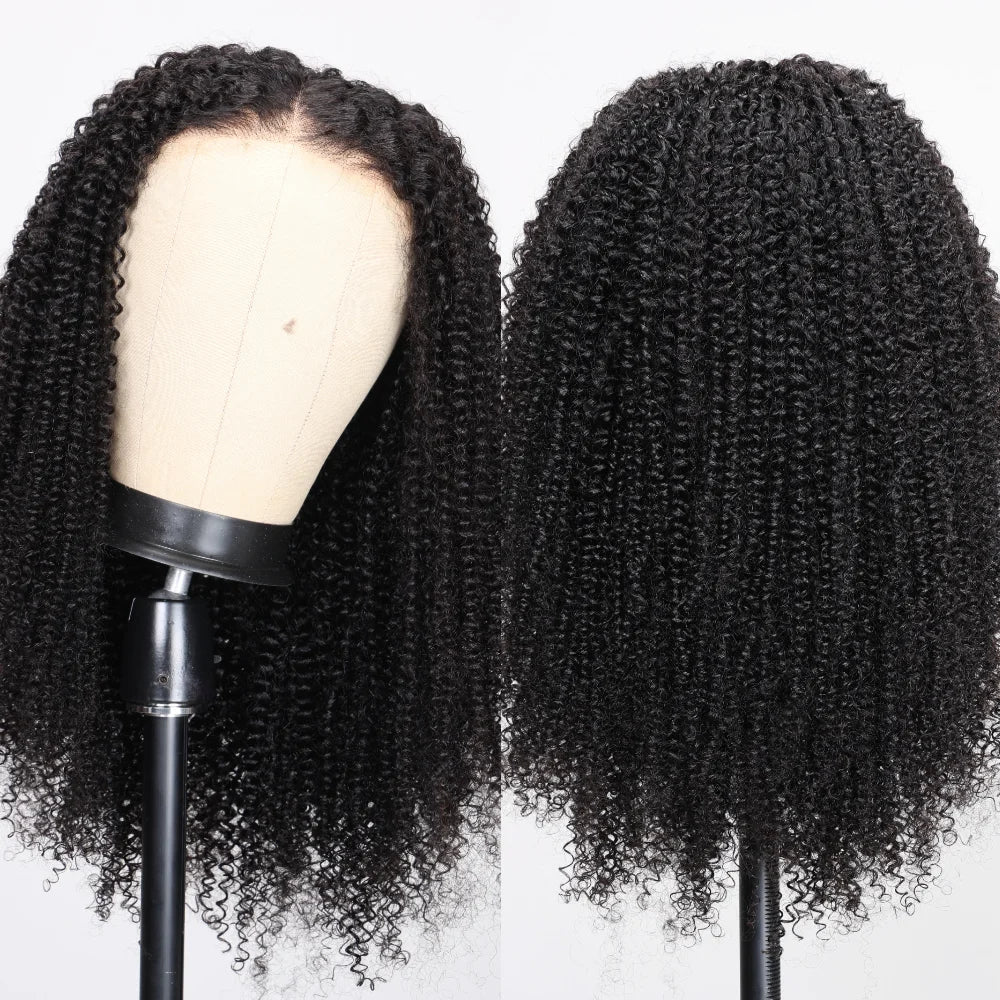Kinky Curly 7x5 Lace Wig Pre Bleached Pre Plucked Pre Cut Lace Closure Wig Human Hair Wear Go Glueless Wig for Beginners