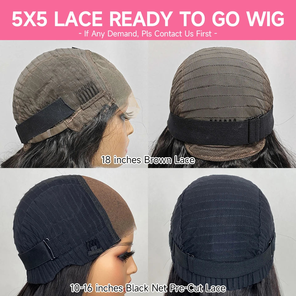 Ali Grace Glueless Wig Pre-cut 5x6 Lace Closure Straight Human Hair Wig Pre-Plucked New Trendy Layered Cut Hair Wigs For Women