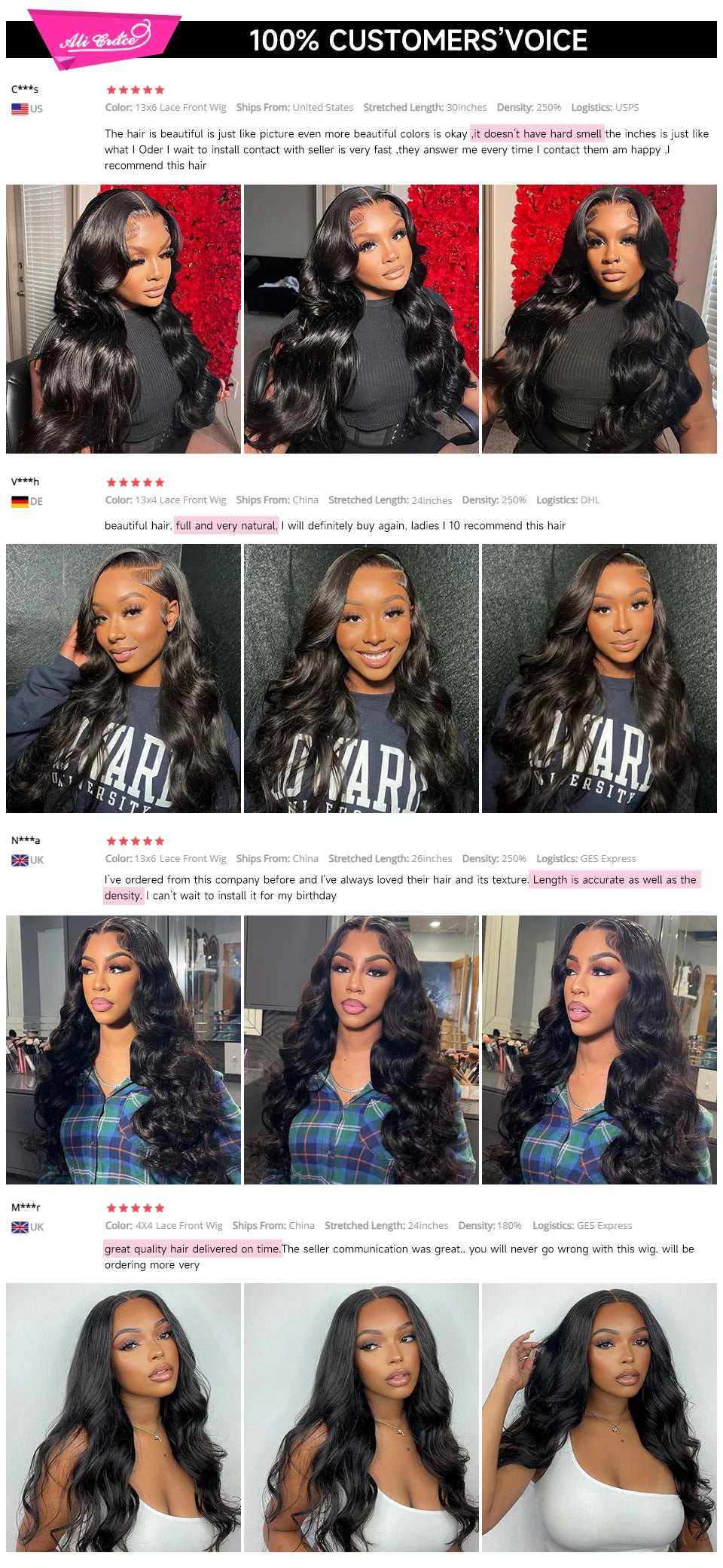Ali Grace Body Wave Lace Front Wig Body Wave Human Hair Wigs for Women Brazilian Hair Pre-Plucked 13x4 Lace Frontal Hair Wigs