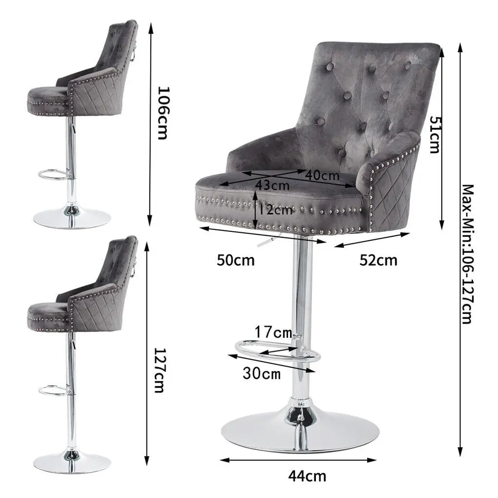 Luxury Bar Stool Dining Chairs Swivel Bar Stools Velvet Upholstered Lion Knocker for Home,Bar Table