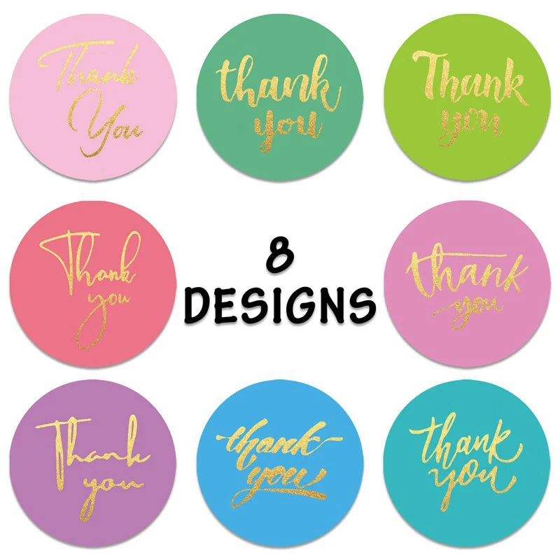 50-500pcs 1inch Blue Thank You Stickers For Envelope Sealing Labels Stationery Supplies Handmade Wedding Gift Decoration Sticker