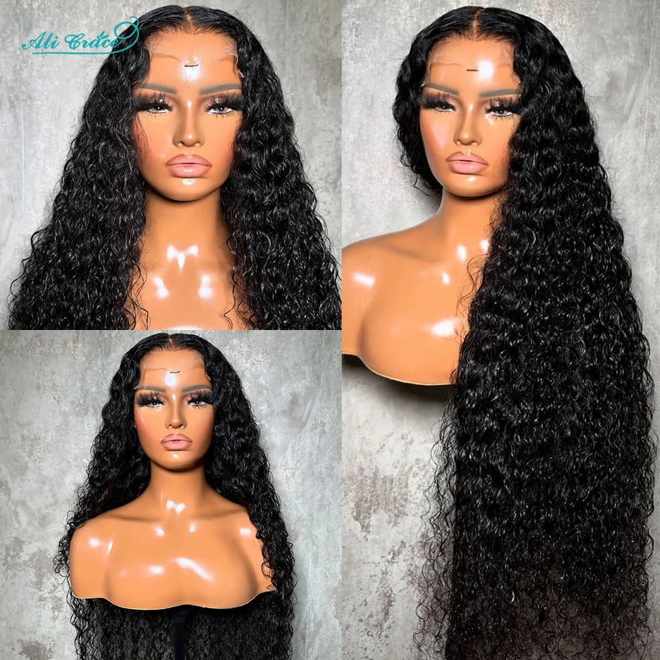 Ali Grace Water Wave Hair 13x5x1 Lace Part Human Hair Wigs For Womem Pre-plucked Hairline Natural Water Wave Human Hair Wigs