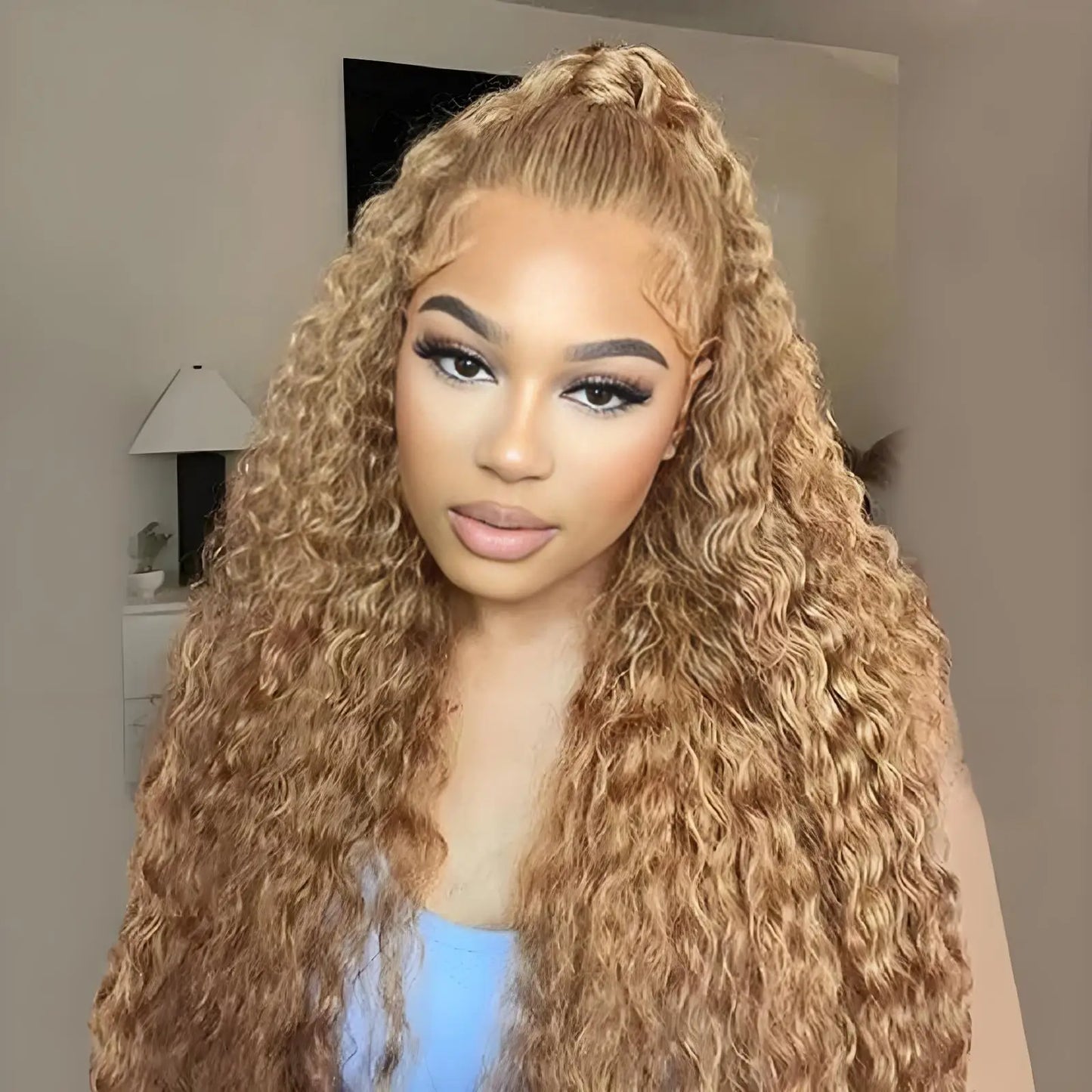 Honey Blonde Lace Front Wig Human Hair - 13x4 HD Lace Deep Wave Wig 30 Inch 200% Density Brazilian Remy Hair
